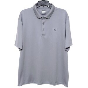 Callaway Opti-Dri Mens XL Grey Short Sleeve Golf Polo Shirt Chevron Logo Solid